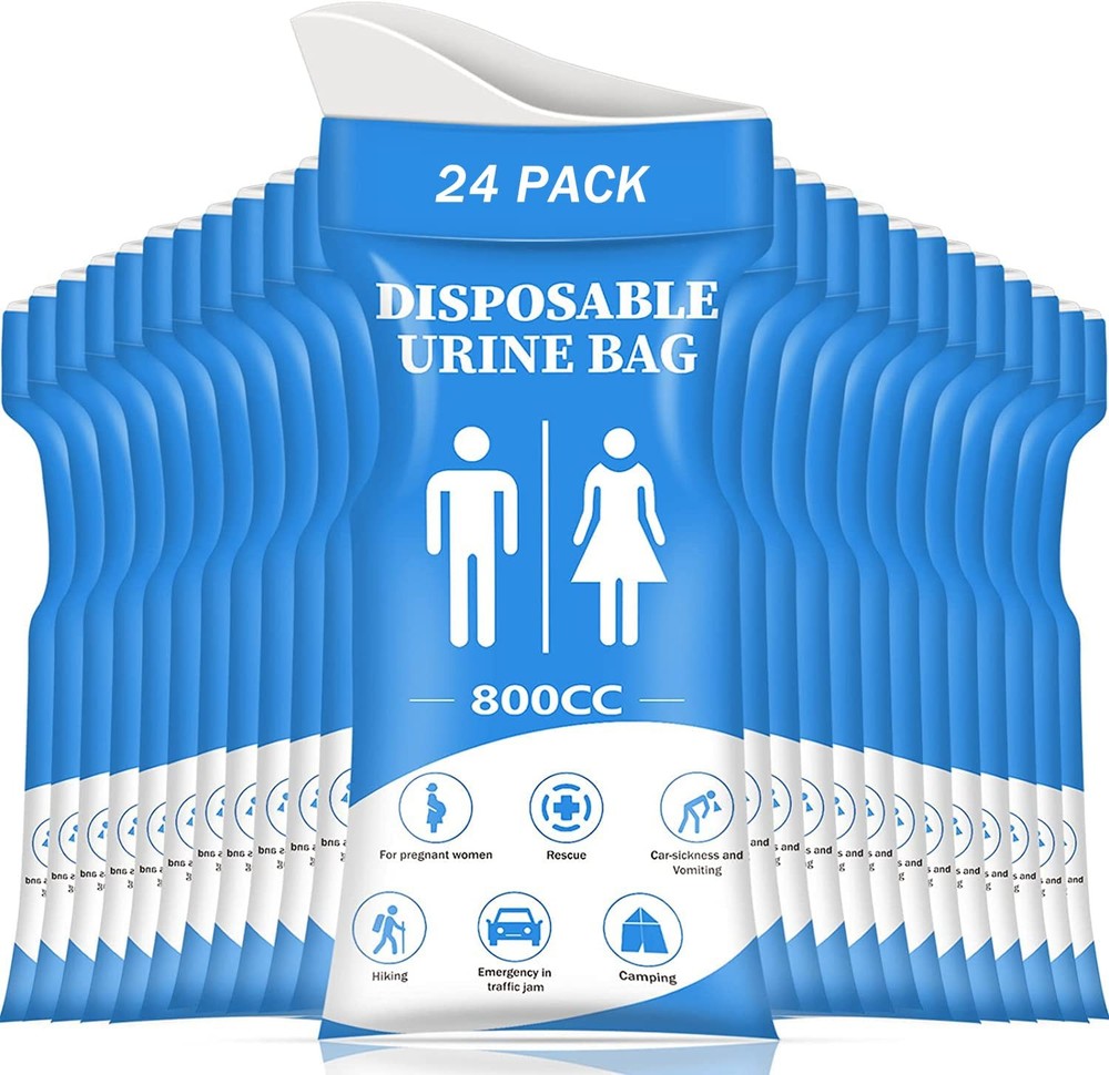 DIBBATU Urine Bag, 24 Pack 800ML Disposable Urinal Bag for Travel, Blue-24