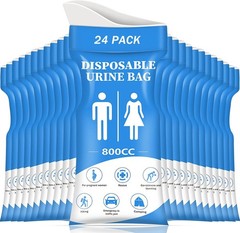 DIBBATU Urine Bag, 24 Pack 800ML Disposable Urinal Bag for Travel, Blue-24
