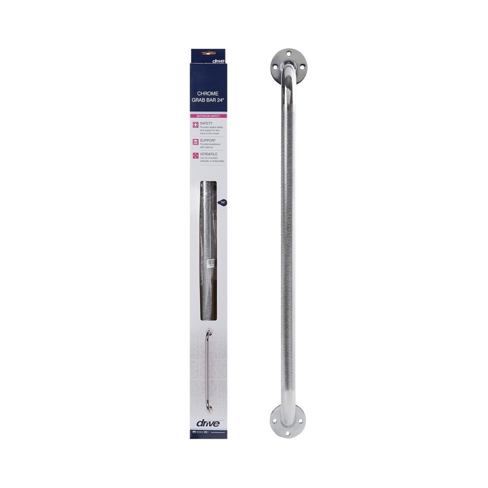 Drive 12124-3 Chrome Knurled Grab Bar 24″