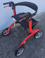 Drive F-22 Rollator Walker GV974RD Handle Breaks Seat Pouch 300lb Capacity (Red)
