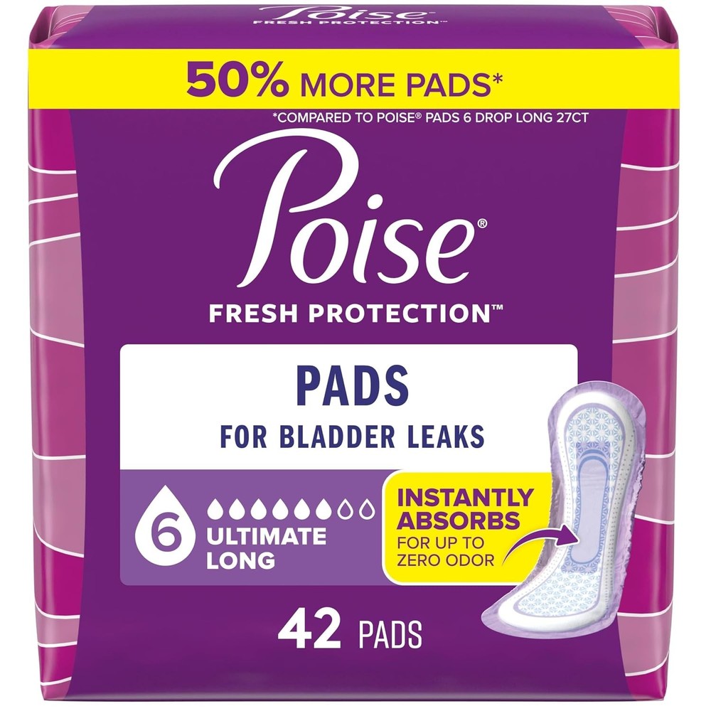 Poise Incontinence Pads 6 Drop Ultimate Absorbency Pads for Women Postpartum