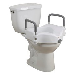 2-in-1 Raised Toilet Seat with Padded Arms – Elevated Bathroom Safety Support, E