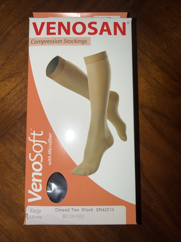 VenoSoft Microfiber Below Knee Highs 30-40mmHg (Black) X-Large Compression Socks