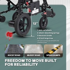 Ultralight 36Lbs Foldable Electric Wheelchair Adults Seniors 12 Mile Range All