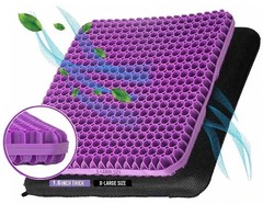 Gel Seat Cushion for Long Sitting, Ergonomic Cooling Pad, Non-Slip Cover- XLarge