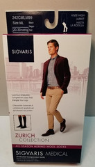 Sigvaris 242CMLM99-All Season Merino Wool Socks Black Knee Men’s ML 20-30mmHg