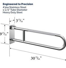 Swing Up Wall Mounted Grab Bar – 500 lbs Capacity Flip-Up Handicap Safety Rai…