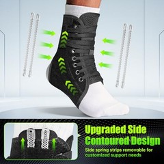 Upgraded Quick Lace Up Ankle Brace with Side Stabilizing Pads for Strong Medium