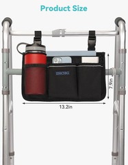ZHCHG Wheelchair Side Bag, Armrest Pouch 1pack-balck, Black