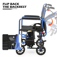 [FDA APPROVED]Foldable Lightweight Transport Wheelchair w/Handbrakes & Seat Belt