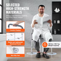 Raised Toilet Seat 7-Position Height Adjustment 19.3 – 25.2 In. 350 Lbs. Weight