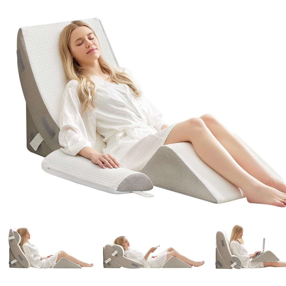 BDEUS 4-PCS Orthopedic Bed Wedge Pillow Set for Post-Surgery 20in, White