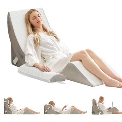 BDEUS 4-PCS Orthopedic Bed Wedge Pillow Set for Post-Surgery 20in, White