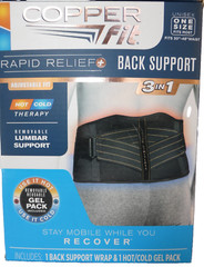 Copper Fit Rapid Relief 3 in 1 Hot/Cold Therapy Back Support One Size NEW OpenBx