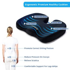 Office Chair Cushion, Car Seat Cushion, Memory Foam Coccyx Cushion Pads for T…