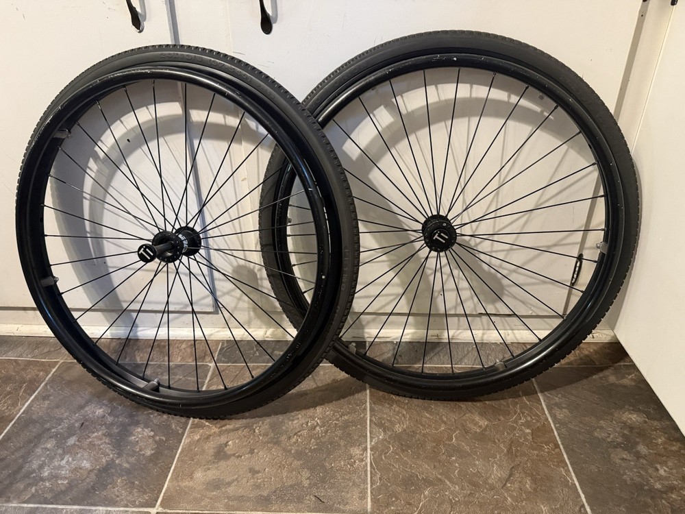 Pair 24” Wheelchair Wheels Flat-Free Tire KI Mobility Quickie TiLite