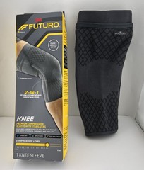 Futuro Knee Compression Sleeve with Removable Stabilizers, Dark Gray, SMALL, 1ct