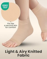 Ankle Compression Sleeve – 1-Pair, Plantar Fasciitis Braces – M Beige / 1 Pair