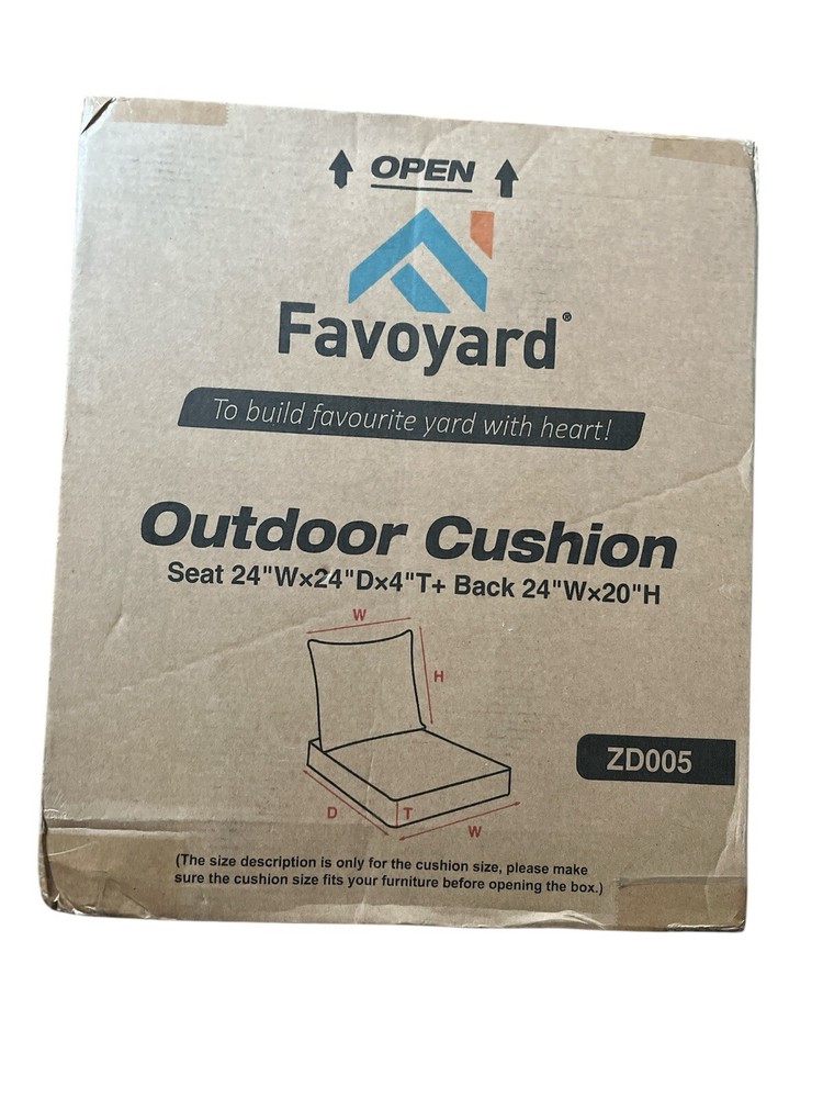 Favoyard Outdoor Seat Cushion Set 24” x 24” Waterproof & Fade Proof. 2D005