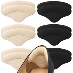 6 Pairs Heel Pads Grips Liner for Loose One-Size-Fits-Most, Black&beige
