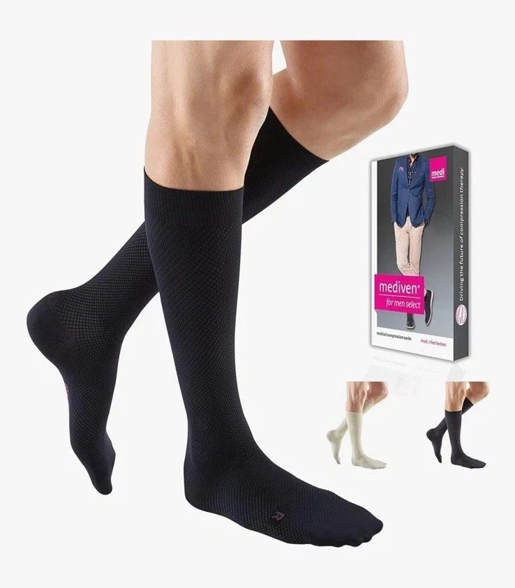 Mediven Men Classic 15-20 mmHg Calf High Compression Stockings Black Sz III