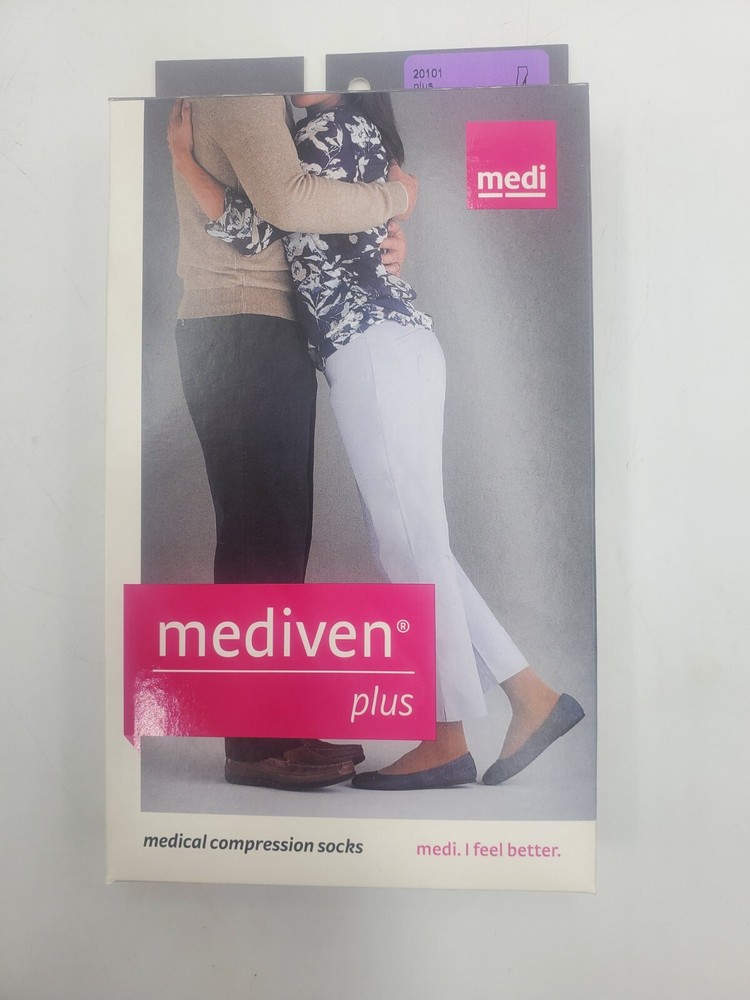 2 Mediven plus, 30-40 Plus Calf High w/ Silicone Topband Open Toe 20101 Beige