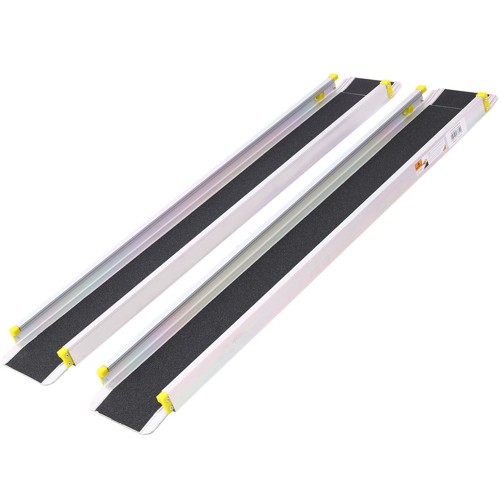 Adjustable Wheelchair Ramps 48-84" 600LB Capacity Aluminum 2-PC Set