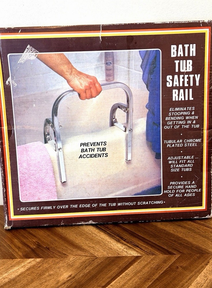 Bath Tub Safety Rail Adjustable Chrome Grab Bar Bathroom Safety Assist Handle