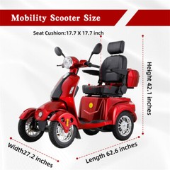 4 Wheels Travel Mobility Scooter 800W 60V 20AH battery Motor for Adult Senior