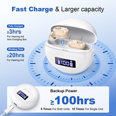 Pair Of Rechargeable Digital Hearing Aid With Adjustable Volume For Hearing Loss