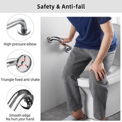 Brushed Nickel Grab Bars for Shower Safety, 12″ x 1-1/4″, 2-Pack