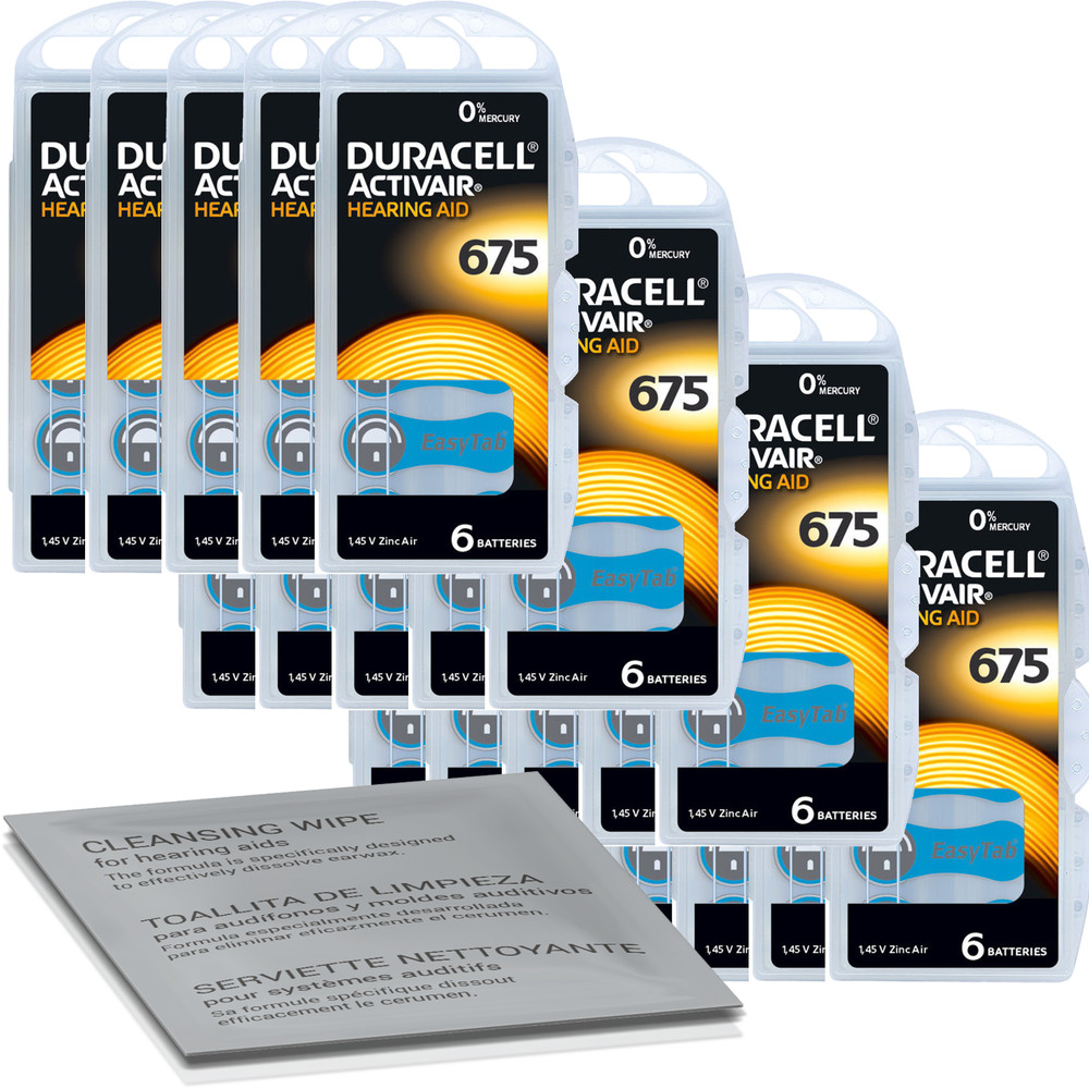 120 x Duracell Activair 675 blue hearing aid battery (20 x 6 Bl.) + cleaning …