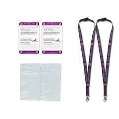 Epilepsy Medical Alert Card with Writable Panel & Patterned Lanyard 2PCS