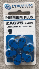 Premium Batteries Size 675 ZA675 1.45V Hearing Aid Batteries Blue Tab (6 Pack)