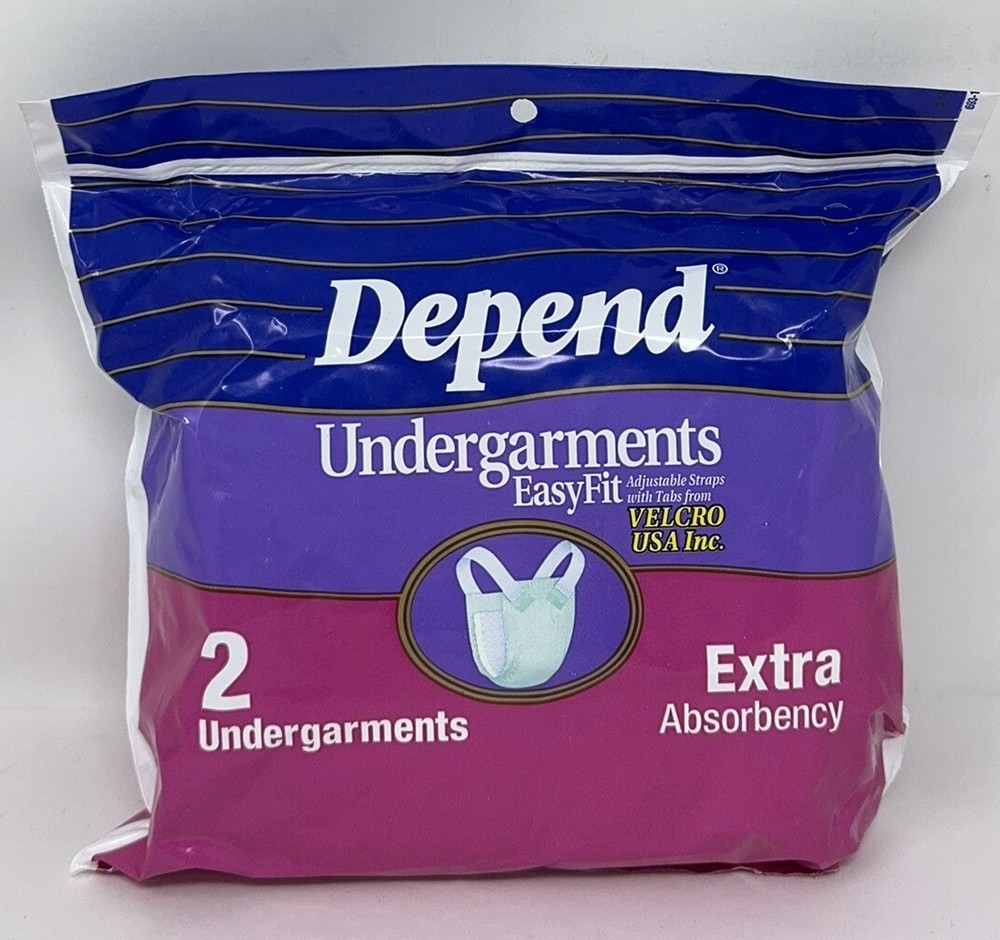 VTG Depends Undergarments Extra Absorbency Easy Fit 1996 Adult Diapers 2 Pack