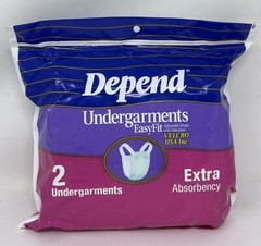 VTG Depends Undergarments Extra Absorbency Easy Fit 1996 Adult Diapers 2 Pack