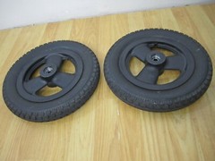 (2) 2.25×12 QUICKIE IRIS Power Express Wheel 1/2″ axle, Flat Free – EXCELLENT