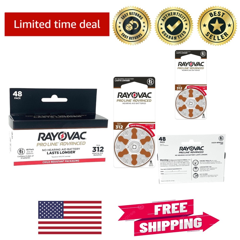 Proline Advanced Hearing Aid Batteries 312 | 48 Count | Longest Lasting & Chi…