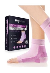 NWT-PhysFlex Unisex Size L Pink Compression Foot Sleeve Arch Support
