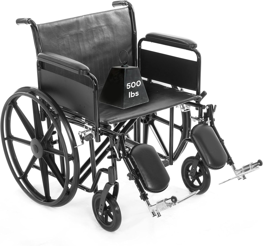 Bariatric Wheelchair – Heavy Duty, 500lb Capacity, Adjustable, Foldable, 22″ Sea