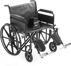 Bariatric Wheelchair – Heavy Duty, 500lb Capacity, Adjustable, Foldable, 22″ Sea