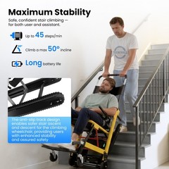 Motorized Stair Climbing Wheelchair , 441Lbs Lockable Seat for Indoor/Outdoor