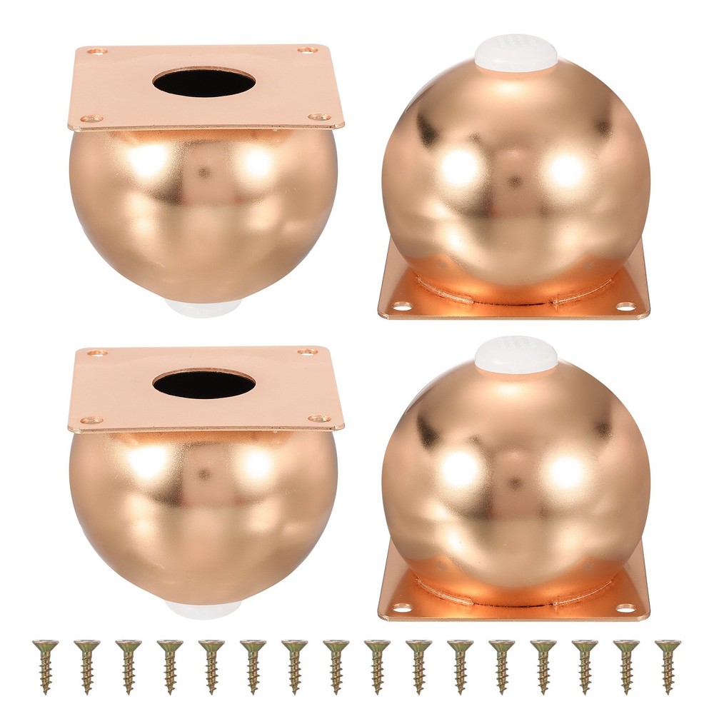 4 Pack Round Metal Furniture Legs for Dresser, and Sofa(3.15″, Rose Gold)