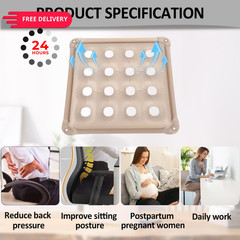 2-Pack Waffle Inflatable Seat Cushions (17×17 Inches) with 2 Air Pumps Cream