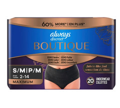 Always Discreet Boutique Women’s Incontinence Underwear, S/M, 20 Count
