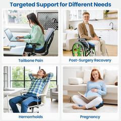 Ergonomic Donut Pillow Cushion for Hemorrhoid Relief and Tailbone Support