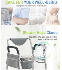 Heavy Duty Bariatric Bedside Commode 4-in-1 Toilet 350lb HYBODIES •NEW• w/extras