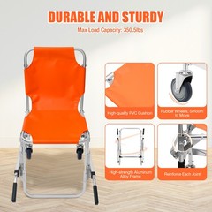 Stair Chair for Medical Emergency Evacuation 2 wheel Lift Fast Ship Orange US