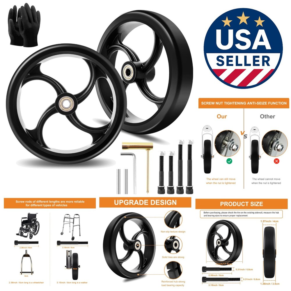 Durable 2 PCS 7-Inch Replacement Wheels for Wheelchairs – Eco-Friendly Material