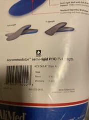 FREEDOM Accommodator Semi-Rigid Pro Orthotics 3/4 Length Mens 5-6.5, Womens 7-8